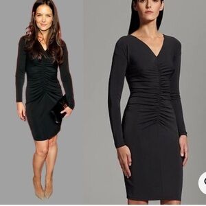 Narciso Rodriguez x Design Nation Black Ruched LBD Bodycon Slinky Dress Size XS